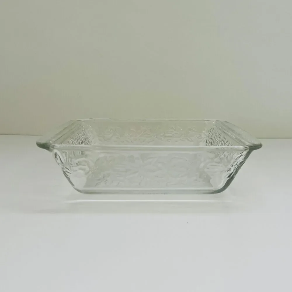 PRINCESS HOUSE Fantasia Embossed Poinsettia Floral Glass Square Baking Dish